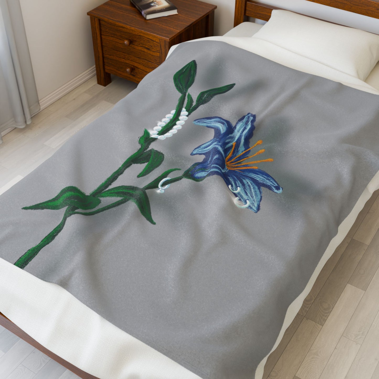 Jeweled Flower Plush Blanket