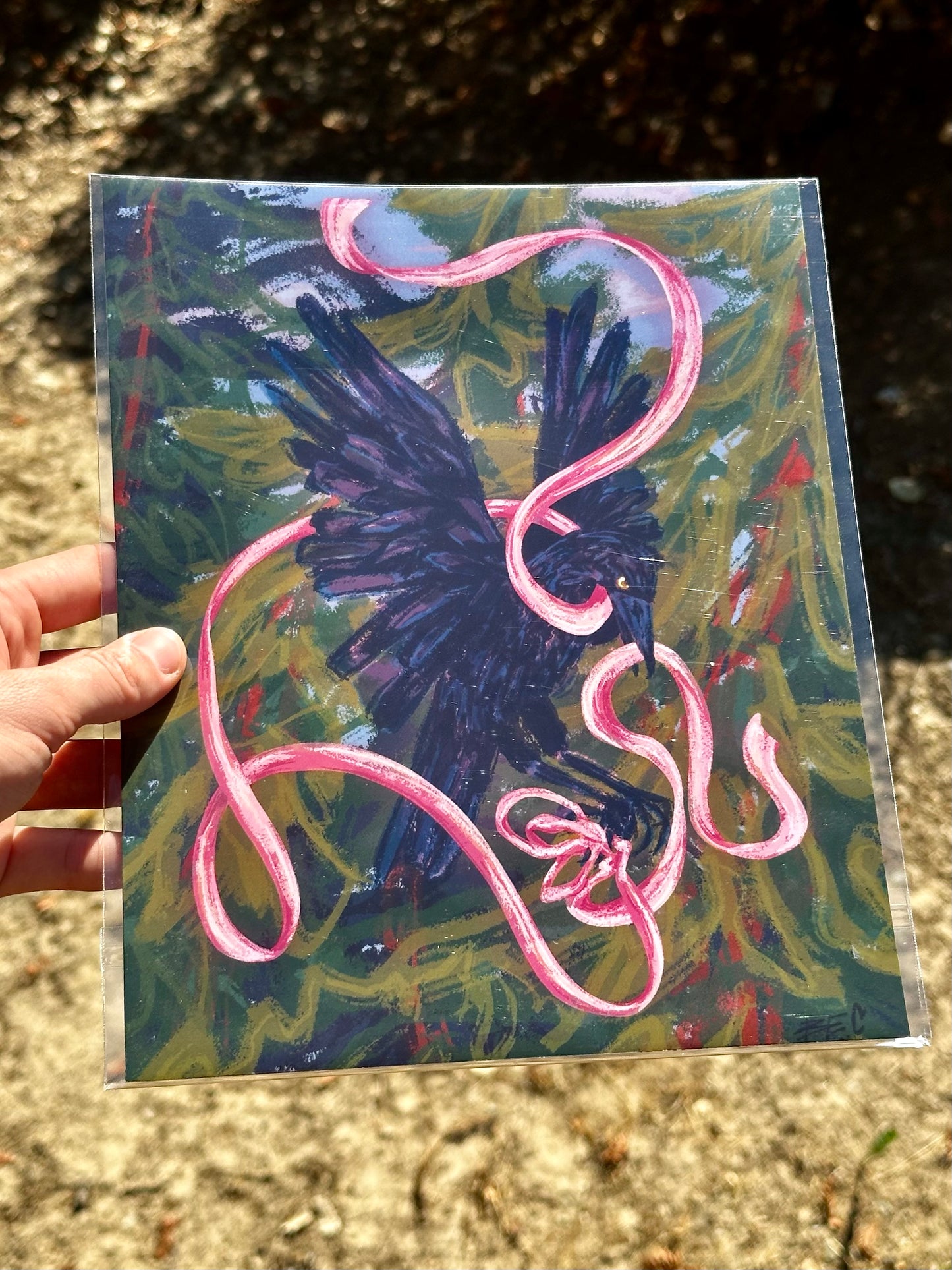 Ribbon Raven Print