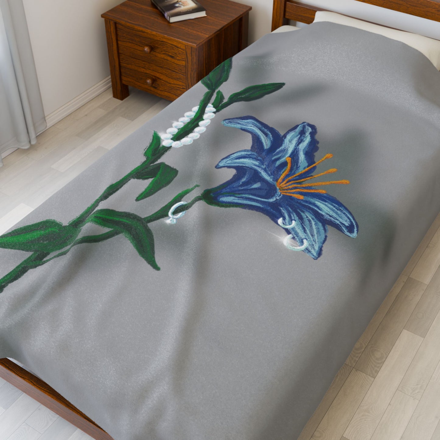 Jeweled Flower Plush Blanket