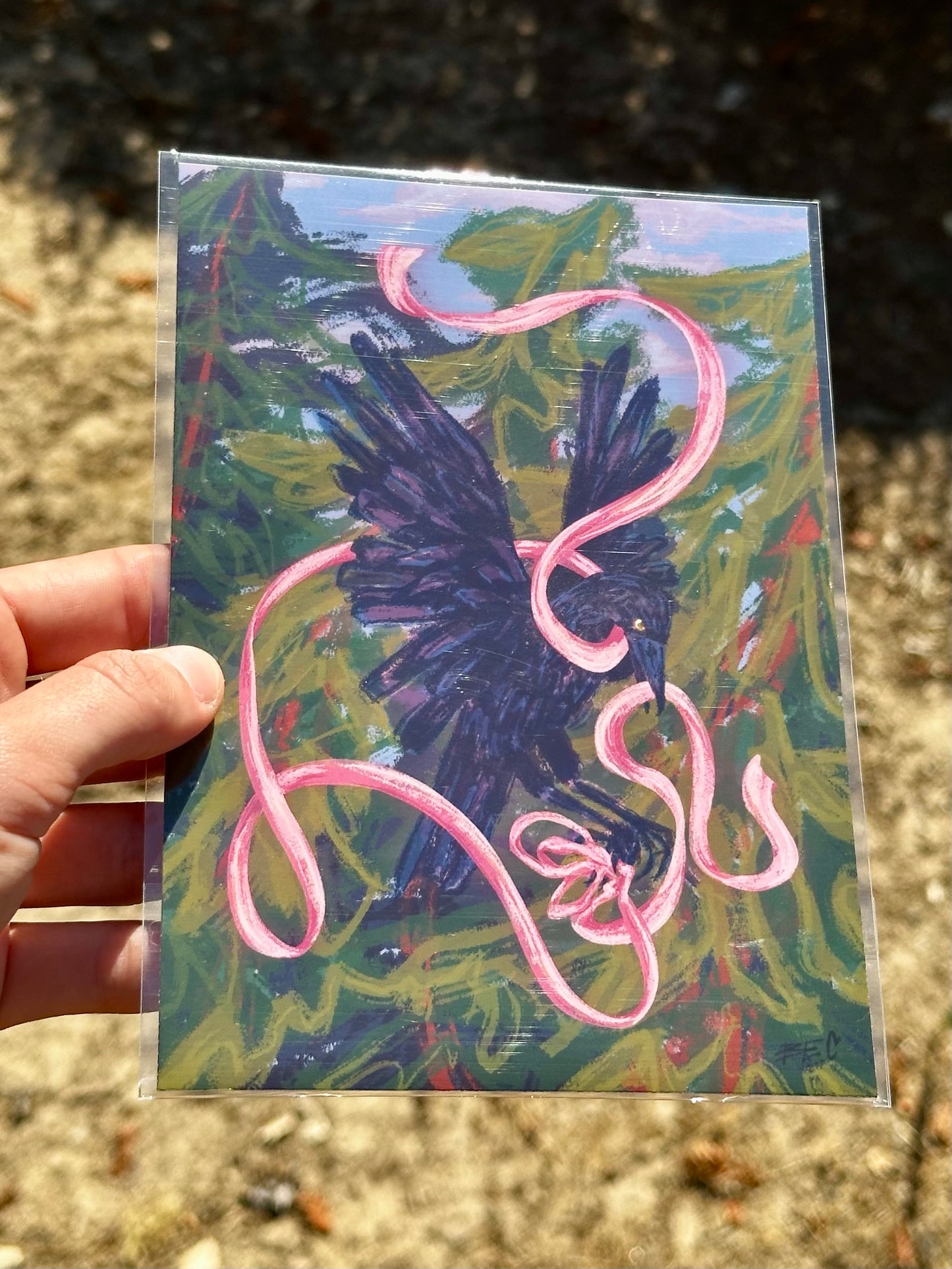 Ribbon Raven Print